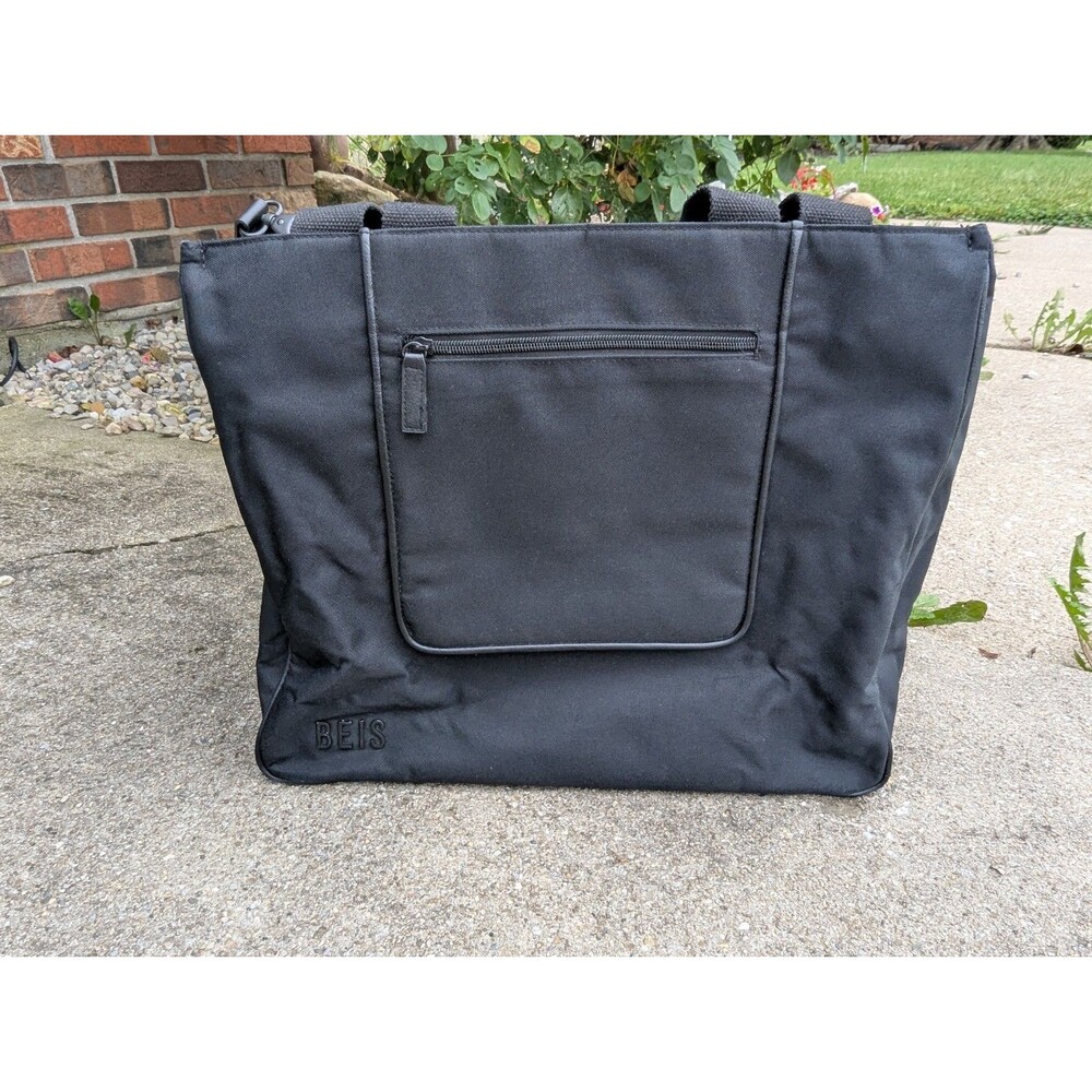 BEIS Black Work Tote Bag Travel Laptop Carryall Nylon Shoulder Bag Preowned
